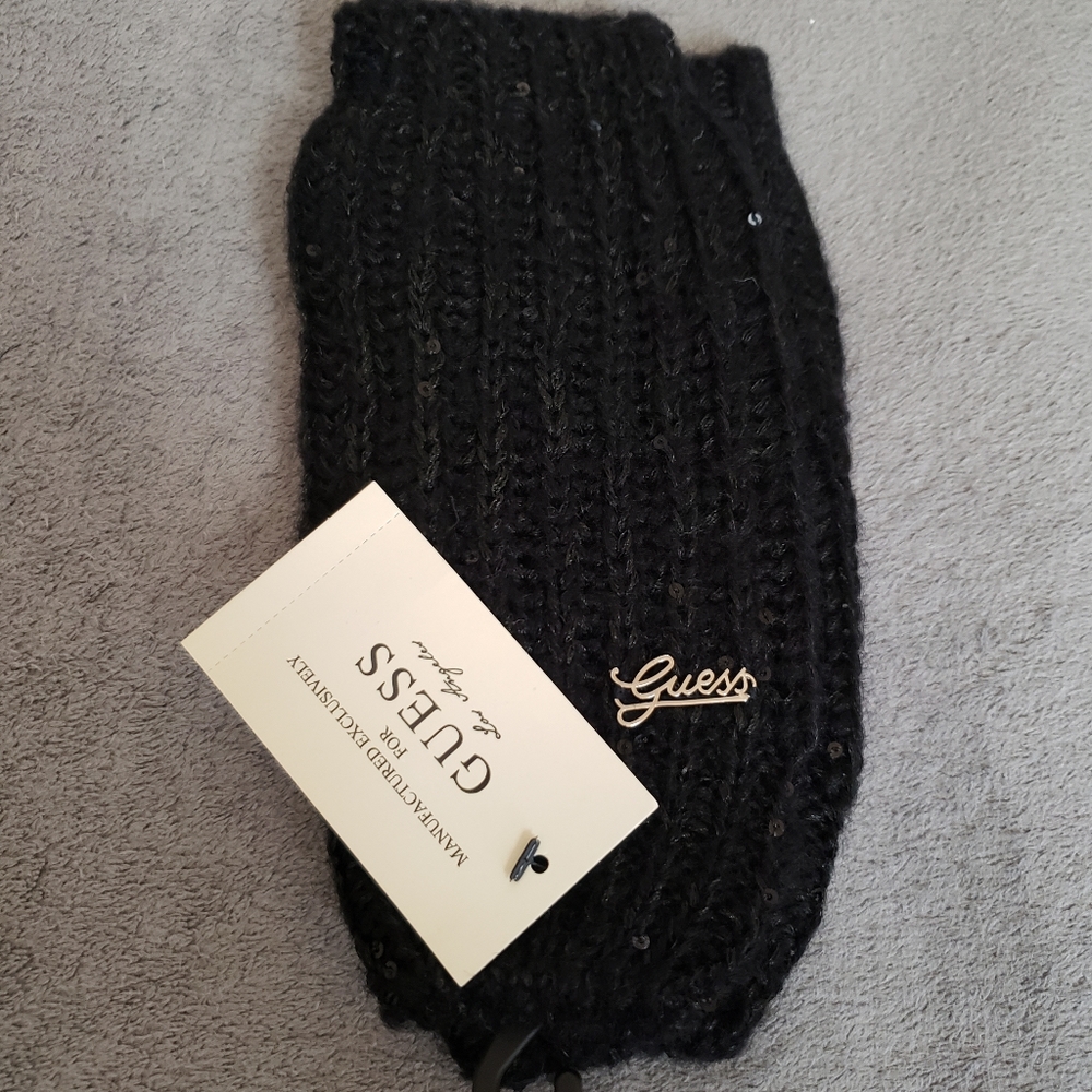 Guess Black fingerless sequin gloves